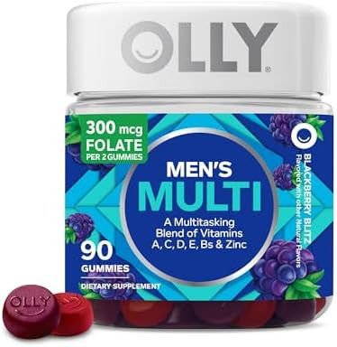 Olly Men'S Multivitamin Gummy Vitamins A C D E B Zinc Blackberry Flavor 45 Day Supply 90 Count
