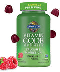Garden Of Life Vitamin Code Calcium Magnesium Gummies With D3 & K2 Supports Bone Health & Bone Strength Prebiotics & Probiotics For Digestive Support Non-Gmo Gluten-Free 60 Raspberry Gummies