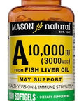 Mason Natural Vitamin A 3000 Mcg (10000 Iu) From Fish Liver Oil Supports Vision & Immune Health 100 Softgels Pack Of 3