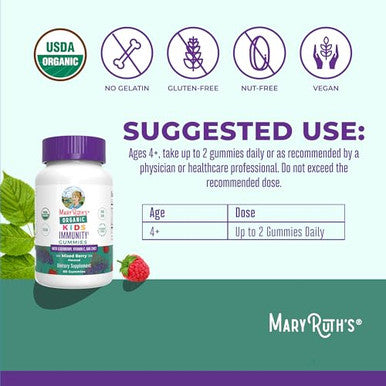 Maryruth's Organics Kids Immune Support Gummies 60 Count