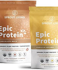 Sprout Living Epic Protein Bundle Chocolate Maca & Vanilla Lucuma (20G Organic Plantbased Protein Powder Vegan Gluten Superfoods) 1Lb 12 Servings