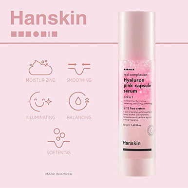 Hanskin Real Complexion Hyaluron Pink Capsule Serum With Vitamin B12 Intensive Moisture Deep Hydration Hyaluronic Acid [50Ml]