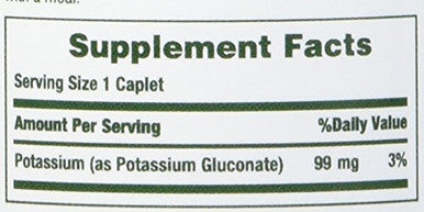 Nature's Bounty Potassium Gluconate 99Mg 100 Caplets