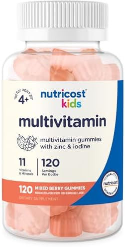 Nutricost Kids Multivitamin Gummies 120 Servings (Mixed Berry Flavored Gummies) Gluten Nongmo And Vegetarian Friendly