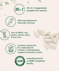 Micro Ingredients Magnesium Complex For Women 240 Vegetarian Capsules 20-In-1 Formula - Magnesium Blend With Vitamin D3 K2 Ashwagandha & More Filler Free Non-Gmo