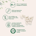 Micro Ingredients Magnesium Complex For Women 240 Vegetarian Capsules 20-In-1 Formula - Magnesium Blend With Vitamin D3 K2 Ashwagandha & More Filler Free Non-Gmo