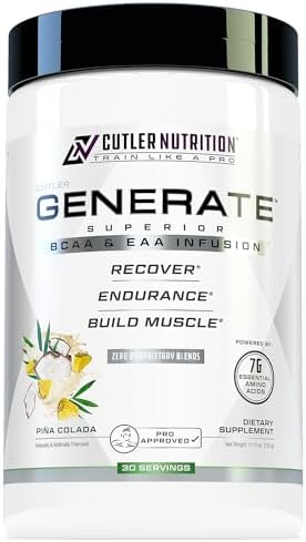 Cutler Nutrition Generate Eaa And Bcaa Powder: Best Branched Chain Amino Acids Supplement With Essential Amino Acids 5G Bcaas 2G Eaas For Lean Muscle Mass Sour Rainbow Candy 30 Servings