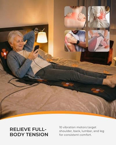 Coococo Upgraded Full Body Massage Mat With Enhanced Heat Vibration Massage Mat With 10 Motors & 3 Heating Zones Massage Pad For Bed Sofa Recliner Heated Back Massager Mattress Pad 66.5''X17.3''