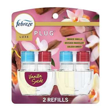 Febreze Plug In Air Freshener Odor-Fighting Scented Oil Refill Vanilla Suede Scent 2 Refill