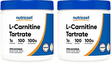 Nutricost Lcarnitine Tartrate Powder [100 Grams] 2 Pack 1 Gram Per Serving (100 Servings)