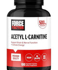 Force Factor Acetyl Lcarnitine Brain Supplement Nerve Support Supplement And Cellular Energy Booster Acetyl Lcarnitine 500Mg Premium Quality Vegan Nongmo 100 Vegetable Capsules