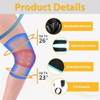 Comrelax Knee Massager With Heat & Air Compression Heated Knee Brace Wrap Knee Heating Pad For Arthritis Joint Pain 4 Modes 3 Intensities 3 Heat Levels Leg Massager With Lcd Controller (No Battery)