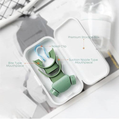 Lixada Advanced Breathing Trainer For Lung Capacity - 8-Level Adjustable Respiratory Exercise Device For Running Swimming & Fitness With Case & Nose Clip(Green)