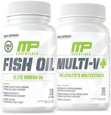 Muscle Pharm Essentials Multiv+ & Musclepharm Essentials Fish Oil Elite Omega 3 Supplement