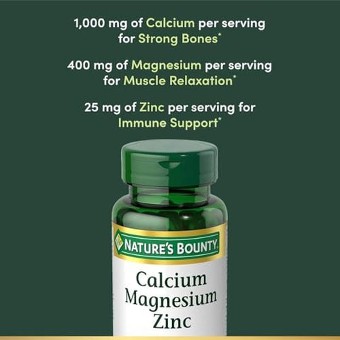 Nb Vit Cal/Mag/Zinc Size 100S NatureS Bounty CalciumMagnesiumZinc Caplets 100 Count