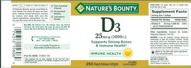 Nature's Bounty Vitamin D3-1000 Iu Rapid Release Softgels 250 Ea ( ) Pack Of 2