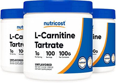 Nutricost Lcarnitine Powder [100G] 3 Pack 300 Grams 1 Gram Per Serving 100 Servings Per Bottle Lcarnitine Tartrate