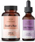 Herbamama Goat'S Rue And Milk Thistle Kit - Bundle Of 1200 Mg Goat'S Rue Capsules & Milk Thistle Liver Detox Drops 2 Fl Oz - Vegan Non-Gmo Sugar & Alcohol- - 2 Pack