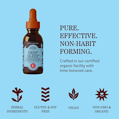 Herbs Etc. Deep Sleep Classic Liquid Extract Holistic Rest Supplement for Restful Sleep Chamomile Lemon Balm
