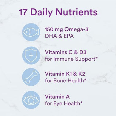 Smartypants Fiber Supplement & Multivitamin For Men & Women: Multivitamin Fiber Gummies With Vitamin D3, C, Vitamin B12, B6, Vitamin A, K & Zinc, Omega 3 Fish Oil (Epa/Dha), 180 Count (30 Day Supply)