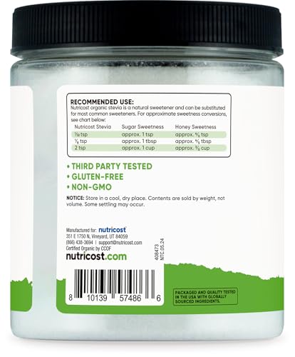 Nutricost Pantry Organic Stevia Natural Sweetener 8 oz GMOFree GlutenFree