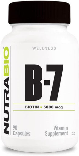 Nutrabio Biotin (Vitamin B-7) Supplement 5000mcg - May Help Promote Healthy Hair Skin and Nails 90 Vegetable Capsules