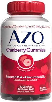 Azo Cranberry Urinary Tract Health Gummies Dietary Supplement 2 Gummies = 1 Glass Of Cranberry Juice Helps Cleanse & Protect Natural Berrylicious Flavor Nongmo 72 Gummies