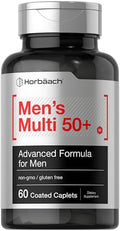 Horbaach Mens Multivitamins 50 Plus 60 Caplets with Calcium Magnesium Vitamin A B C D and E 50+ Advanced Formula NonGMO and Gluten Free Supplement