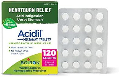 Boiron Acidil For Relief Of Acid Reflux Heartburn Indigestion And Upset Stomach (2 Pack Of 60)