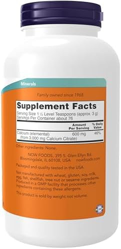 Now Foods Supplements Calcium Citrate Powder Highly Bioavailable Calcium Supports Bone Health 8Ounce