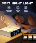 Gannyfer White Noise Sound Machine With Dual Alarm Clock - Soft Night Light 41 Non Looping Sounds Usb Port Charger 3 Timers Memory Function 31 Adjustable Volume Sleep Sound Machine For Adult & Home Bedroom