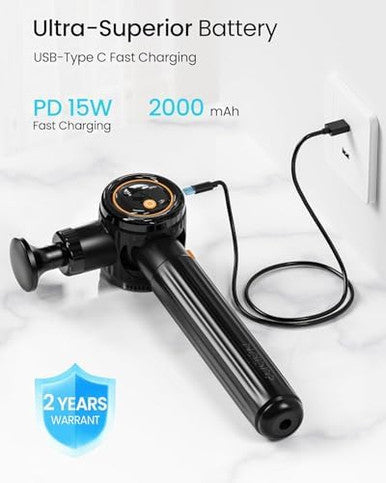Napre Massage Gun With Extension Handle And 3 Adjustable AnglesDeep Tissue Back Massage For Neck/Shoulders/Waist/Legs/Body Pain ReliefHandheld Percussion Muscle Massager With Portable CaseBlack