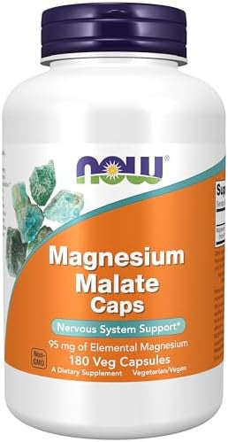 Now Foods Supplements Magnesium Malate Caps With 95 Mg Of Elemental Magnesium Nervous System Support 180 Veg Capsules