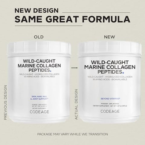 Codeage Marine Collagen Powder - Wild-Caught Hydrolyzed Fish Collagen Peptides - Type 1 & 3 Collagen Protein Supplement - Amino Acids For Skin Hair Nails - Paleo Friendly Non-Gmo 15.87 Ounces