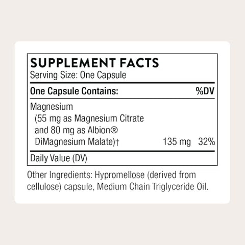 Thorne - Magnesium Citramate - Magnesium Citrate & Malate Supplement - Supports Heart Health Skeletal Muscles Cardiac & Lung Function Bone Density & More - Third-Party Certified 90 Servings