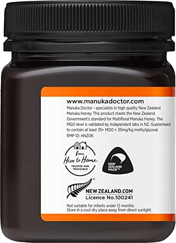 Manuka Doctor - MGO 35+ Manuka Honey Multifloral, 100% Pure New Zealand Honey. Certified. Guaranteed. Raw. Non-GMO (8.75oz)