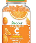 Lifeable Vitamin C Gummies For Adults 750Mg Great Tasting Orange Flavor Vit C Vegan Non Gmo Vitamin C Chewable For Immune Support 90 Gummies
