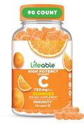 Lifeable Vitamin C Gummies for Adults 750mg Great Tasting Orange Flavor VIT C Vegan Non GMO Vitamin C Chewable for Immune Support 90 Gummies