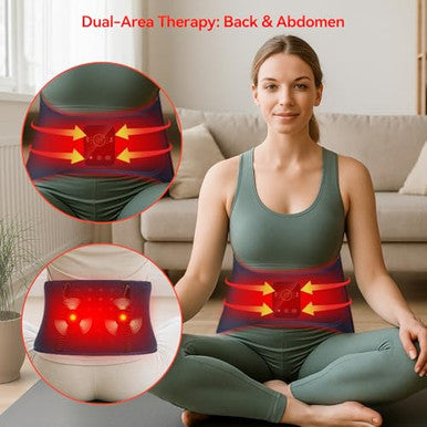 Evateale Red Light Therapy Belt For Body Cordless Infrared Therapy Belt For Back/Abdomen Waist Wrap With Pulse/Vibration Massage & Timer Pain Relief Muscle Relaxation & Circulation Boost For Parents