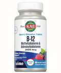 KAL Vitamin B12 Methylcobalamin and Adenosylcobalamin 2000 mcg ActivMelt B12 Energy Supplements Metabolism Nerve Red Blood Cell Support High Absorption Natural Berry 60 Serv 60 Micro Tablets