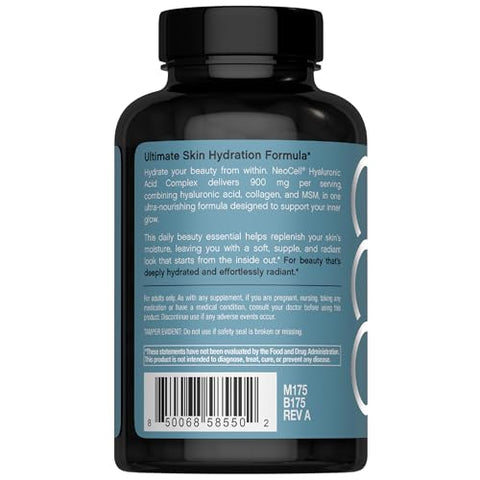 Neocell Hyaluronic Acid Complex 900Mg 120 Capsules With Bioactive Collagen Peptides & Msm Premium Grade Formula