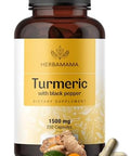 Herbamama Curcumin Turmeric Capsules - 1500Mg Curcuma Longa And Black Pepper Extract For Uric Acid & Digestive Support - Vegan Non-Gmo Turmeric Antioxidant Supplement 250 Caps