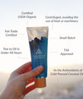 Conscious Coconut Travel-Ready Coconut Oil Tube (3.4 oz) ÃƒÂ¢Ã¢â€šÂ¬Ã¢â‚¬Å“ Organic, Fair Trade, Raw & Centrifuged | TSA-Approved Multipurpose Skin Care