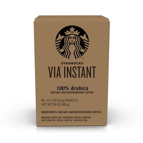 Starbucks VIA Instant Coffee, Light Roast Coffee, Veranda Blend, 100% Arabica, Single-Serve, 1 Box (50 Packets)