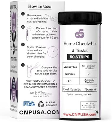 Complete Natural Products Uti Test Strips & Kit - Uti Testing Kit, 50 Count Test Strips For Ph, Leukocytes, & Nitrites