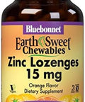 Bluebonnet Nutrition Earthsweet Zinc Lozenges 15Mg Chewables, Plus 100Mg Of Vitamin C, Soy-Free, Gluten-Free, Kosher Certified, Dairy-Free, Vegan, Orange Flavored, 60 Lozenges