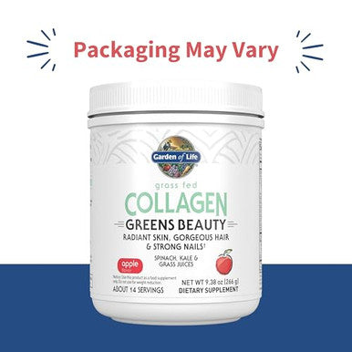 Garden Of Life Grass Fed Collagen Greens Beauty Powder - Apple 14 Servings Powder For Women Skin Hair Nails Joints Collagen Peptides Powder Protein Greens Supplement