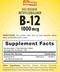 Sundance B12 Methylcobalamin 1000 Mcg 150 Fast Dissolve Tablets Natural Berry Flavor Vegetarian Nongmo And Gluten Essential Vitamin Supplement