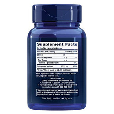 Life Extension Enhanced Zinc Lozenges, Zinc Acetate, Optimal Immune Support, Strong Immune Response, Ionic Zinc, Non-Gmo, Gluten-Free, Vegetarian, 30 Lozenges