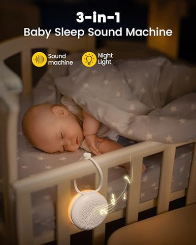 Glocusent 3-In-1 Portable Baby Sound Machine White Noise Machine For Sleeping Night Light & Phone Connected Speaker 34 Sounds Timing Function 1000Mah Large Battery Designed For Travel